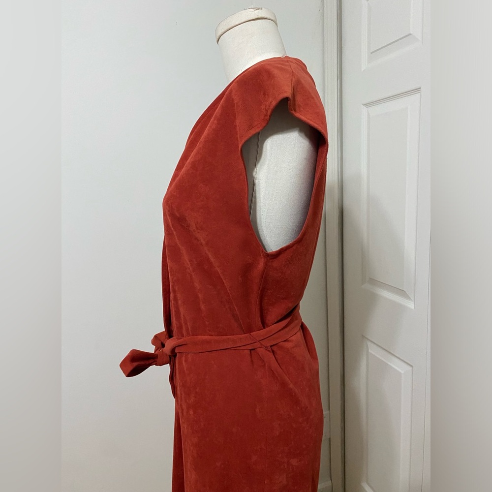 VINTAGE Kenny Classics Rust Belted Midi Dress 70s 80s Vibes Size Small - Picture 9 of 12